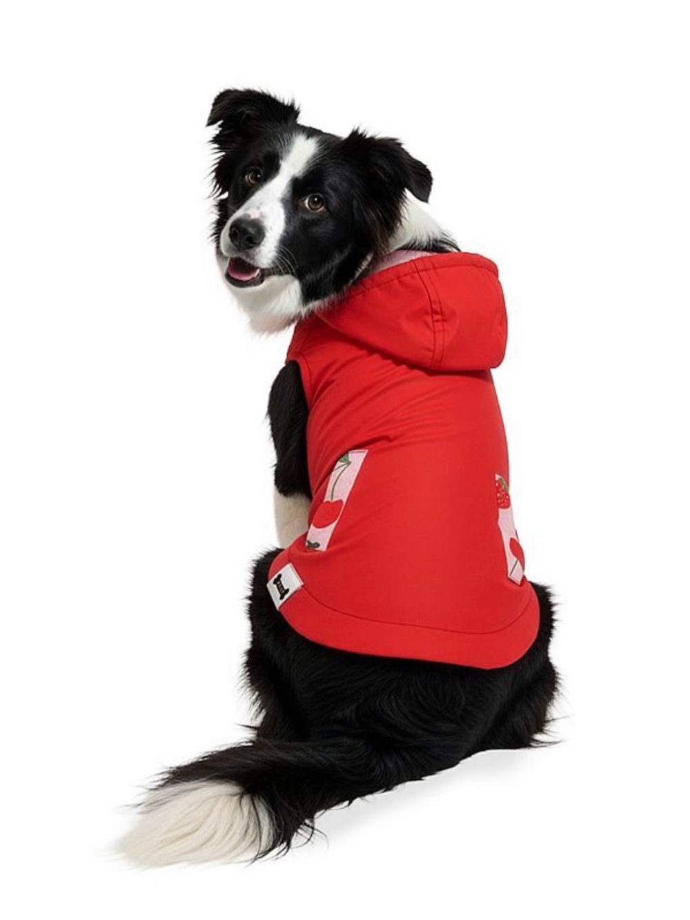WOOF Strawberry Pet Reversible red Raincoat with Hood, size XL, NWT